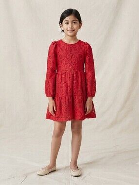 Bardot Junior By Anthropologie Red Lace Tiered Kid's Dress